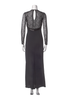 Roberto Cavalli Black Sheer Snake Skin Print Long Sleeve Beaded Gown
