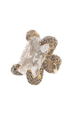 Roberto Cavalli Gold Rock Crystal Encrusted Claw Cocktail Ring 2003