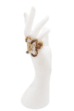 Roberto Cavalli Gold Rock Crystal Encrusted Claw Cocktail Ring 2003