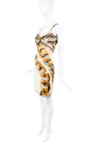 Roberto Cavalli White Gold Chain Print Ruched Dress Menswear FW09