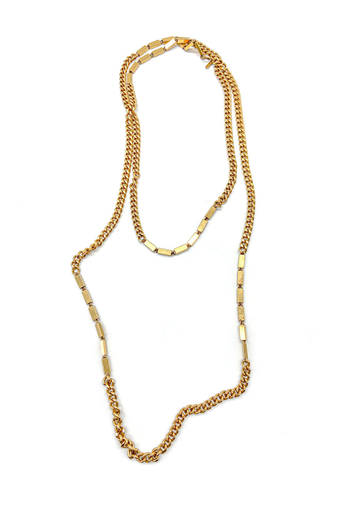 Vintage Gold Chain with Gold Rectangular Links Necklace