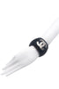 Chanel Black Resin Cuff Bracelet with Large Silver CC Logo