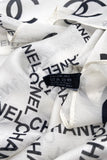 Chanel Black and White Silk CC Logo Oversize Scarf