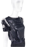 Chanel " Paris - London" Black Chainmail Top with Ruffle Shoulder Details PreFall2008 #