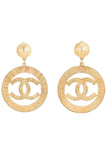 Chanel Gold Sunburst Iconic "CC" Logo Hoop Earrings 1990's Supermodel Era