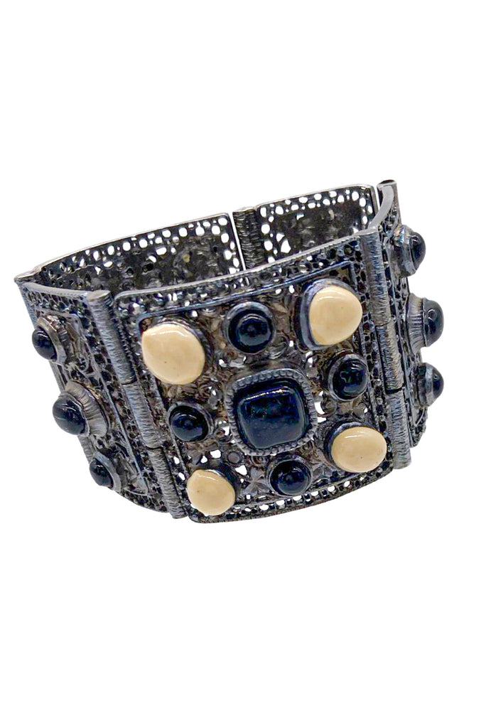 Chanel Gunmetal Enamel Bracelet