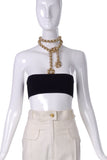 Vintage Gold Long Chain Link Necklace with Round Hoop Tie