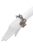 Chanel Silver Metal Logo Chain Link Bracelet