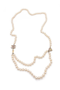 Chanel Pearl Necklace with CC and Heart Charm SS2002