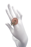 Chanel Gold and Diamond Ring with Rose Quartz Circle