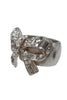 Chanel Silver Crystal Bow Silver Ring