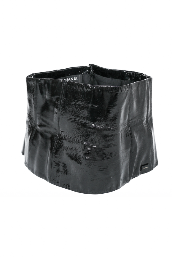 Chanel Black Patent Leather Corset Belt