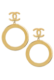 Chanel Gold Oversized Hoop CC Logo Earrings
