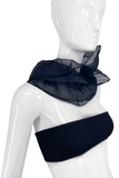 Vintage Black Chiffon Ruffle Neck Collar