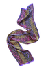 Vintage Purple Floral Print Lurex Sheer Chiffon Long Head Or Neck Scarf