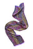 Vintage Purple Floral Print Lurex Sheer Chiffon Long Head Or Neck Scarf