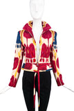 Christian Dior by John Galliano Red Blue Beige Ikat Print Fall 2001