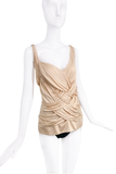 Christian Dior by John Galliano Ivory Nude Silk Jersey Draped Asymmetric Runway Top Spring 2007