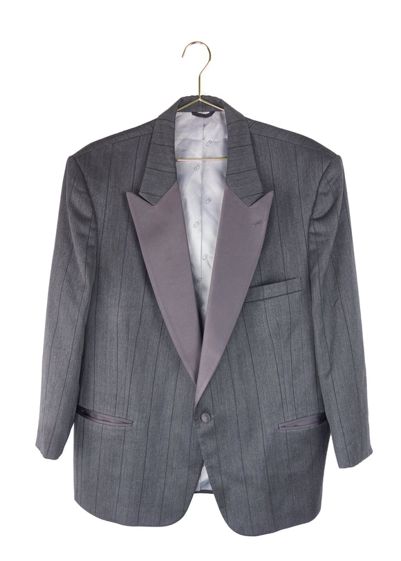 Christian Dior Monsieur Gray Pinstripe Satin Lapel Blazer