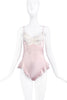 Christian Dior Pale Pink Peach Cream Lace Peplum Ruffle Teddy Body Suit
