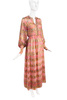 Christian Dior Pink Gold Lurex Lame Paisley Print 1968 Liz Taylor Boho Gown Dress