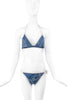 Christian Dior by John Galliano Blue Denim Print Logo One Piece Swim Bathing Bodysuit Spring 2000