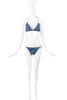 Christian Dior by John Galliano Blue Denim Print Logo One Piece Swim Bathing Bodysuit Spring 2000