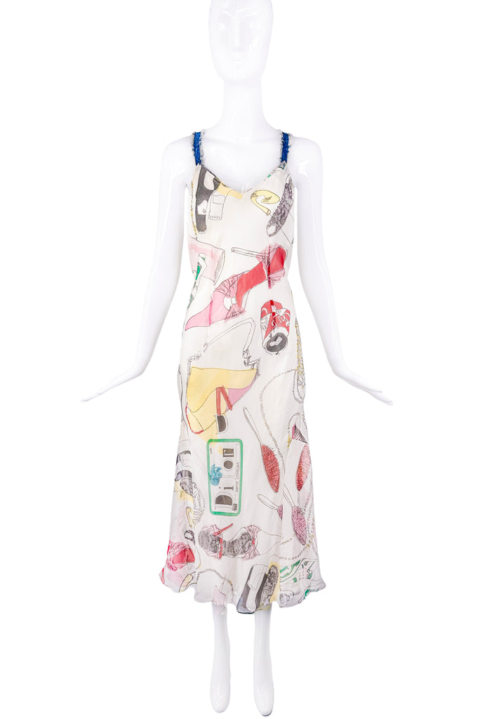 Christian Dior by John Galliano Multi Color Print Dress Spring 2001