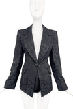 Christian Lacroix Black with Giraffe Print Black Sparkle and Bead Pattern Blazer Jacket