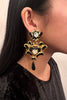 Christian Lacroix Gold Baroque Black Enamel and Diamond Earrings Eté 1994