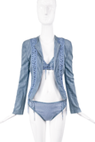 Christian Dior by John Galliano Blue Denim Lace Up Corset Belt Fall 2002