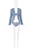 Christian Dior by John Galliano Blue Denim Lace Up Corset Bustier Top Fall 2002