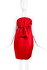 Christian Lacroix Red Ruffle Bow Satin Bubble Dress