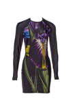 Christopher Kane Black Nylon / Lycra Body Con Orchid Print Dress