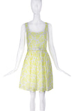 Christopher Kane White and Neon Yellow Eyelet Lace Dress