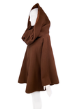 Claude Montana Brown Oversized Hood A Line Zipper Coat Jacket