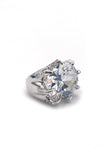 Vintage Collection of Oversized Silver Cocktail Rings with Faceted Crystals