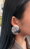 Vintage Silver Round Sculptural Swirl Coil Earrings