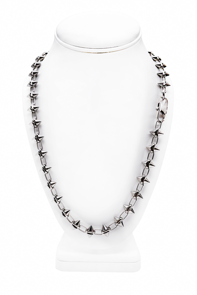 Cruize "Philippe" Silver Spike and Chain Necklace