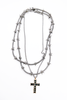 Cruize "Julius" Silver Spike Thorn Double Layer Necklace and Vintage Cross Necklace