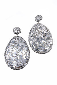 Custom Silver "Shattered Mirror" Oversize Statement Earrings