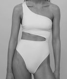 White Lycra Cut Out Bathing Body Suit
