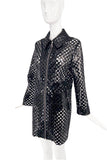 Alexander McQueen McQ Black Patent Leather Cut Out Perforated Coat Jacket