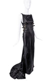 DSquared Black Leather Gold Buckle Fishtail Gown Spring 2013 Runway