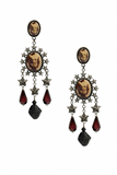 Jean Paul Gaultier Silver Vintage Star Beaded Abs Chest Cameo Charm Drop Earrings