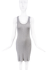 DKNY Lurex Grey Sparkle Ribbed Tank Dress 1990's Made in France