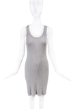 DKNY Lurex Grey Sparkle Ribbed Tank Dress 1990's Made in France
