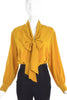 Saint Laurent Turmeric Silk Low Bow Blouse