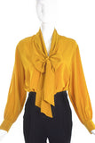 Saint Laurent Turmeric Silk Low Bow Blouse