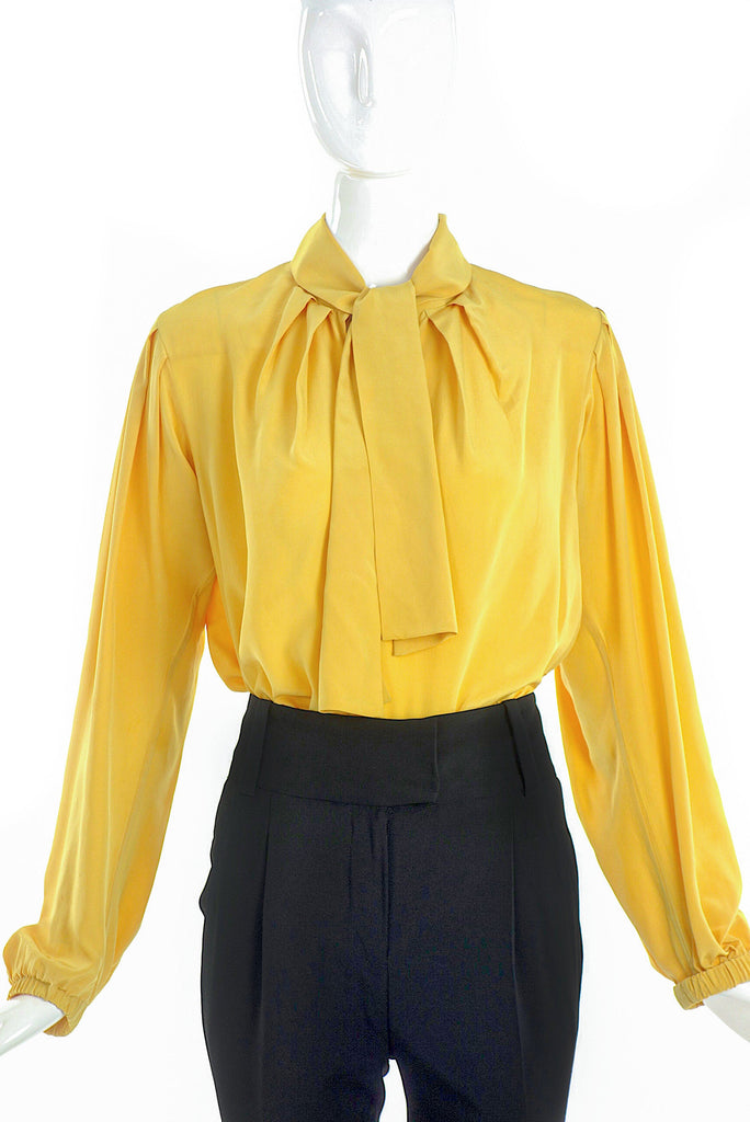 Yves Saint Laurent Rive Gauche Yellow Bow Blouse - BOUTIQUE PURCHASE PRICE